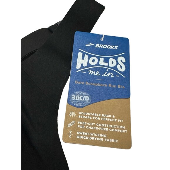 NEW Brooks Womens Size 30CD Dare Scoopback Black Running & Sports Bra 30C 30D - Picture 4 of 5